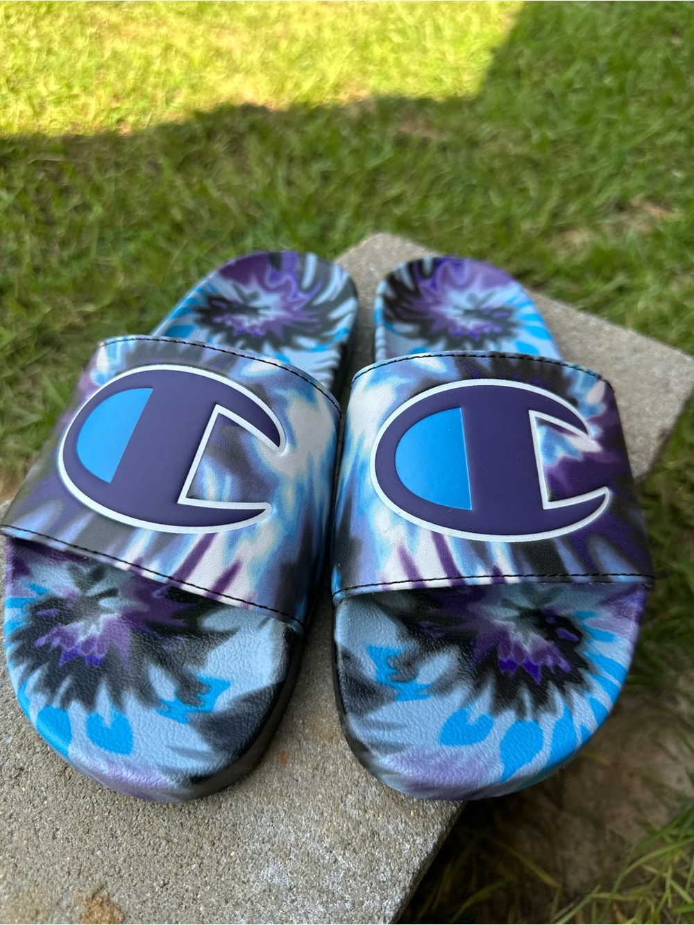 Champion Blue & Purple Tie-Dye Slide Sandals